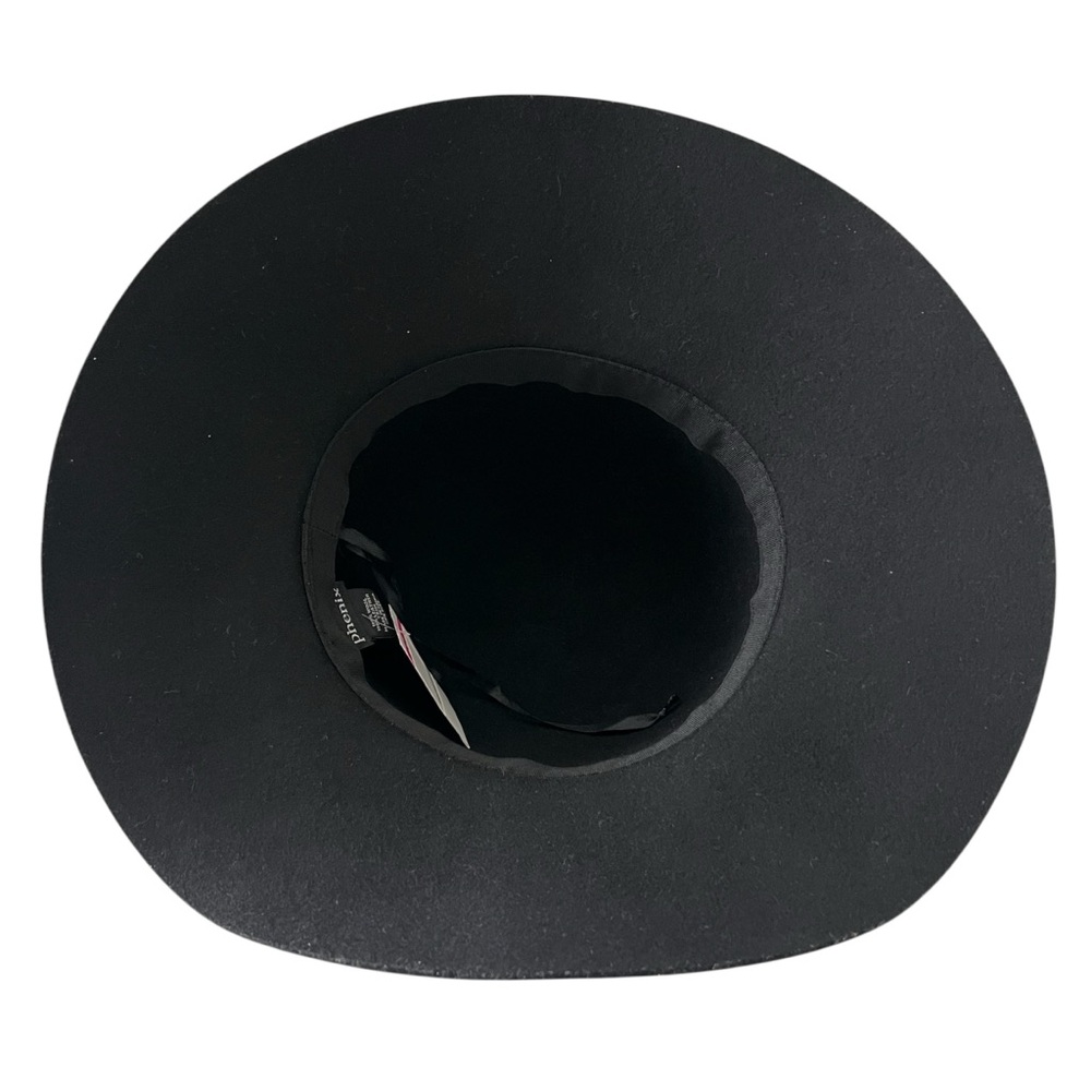 Phenix 100% Wool Wide Brim Floppy Hat Black Leather Trim New OS Western - Picture 11 of 12